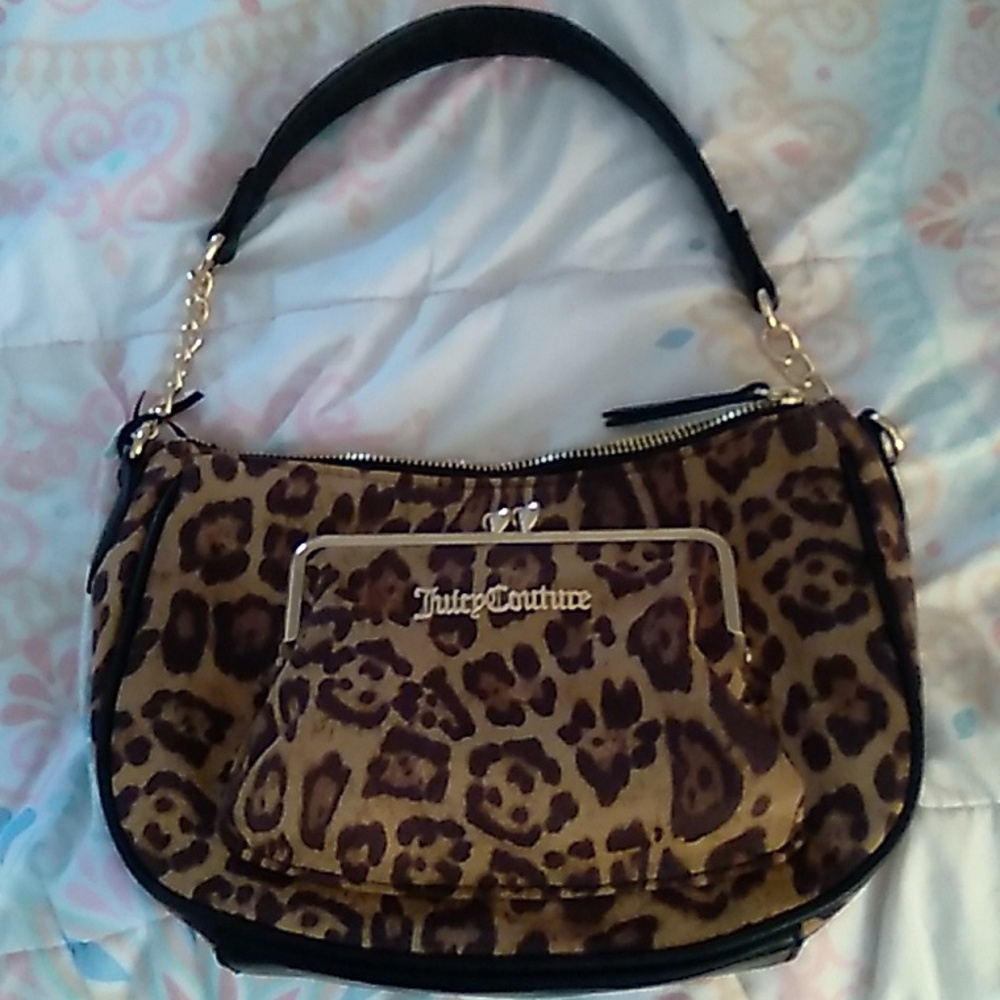Juicy Couture Leopard Print Shoulder Bag with Gold Accent